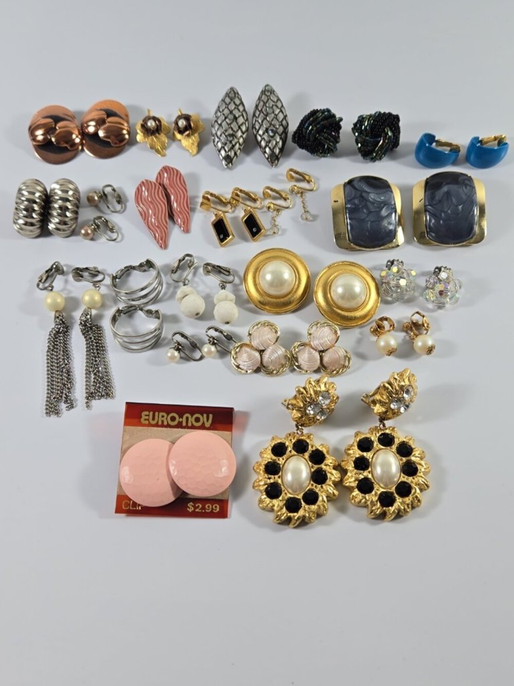 Vintage Clip-on Earrings Lot 20 Pc Retro Statement MCM Boho Vendome Jeff Lieb
